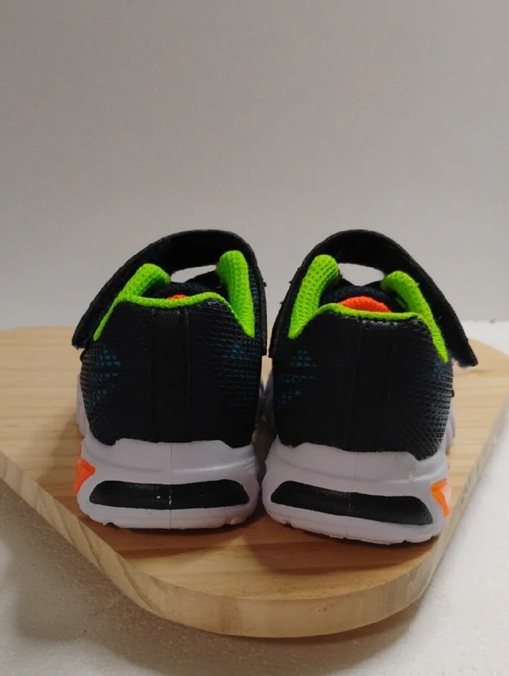 Skechers Kids Black, Neon Green & Orange Light-Up Sneakers